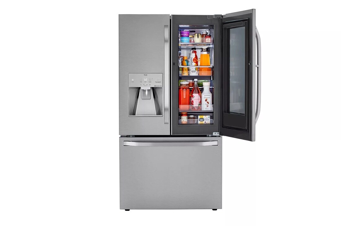 lg studio 24 cu. ft door-in-door counter-depth refrigerator front view with right door open