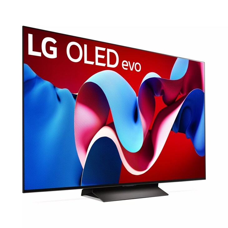 55 inch class LG OLED evo TV left side angle view