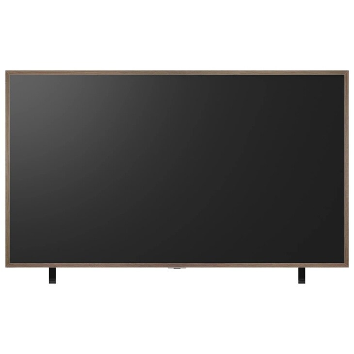 LG GF26XW65 TV with wooden frame bezel on stand - Front View