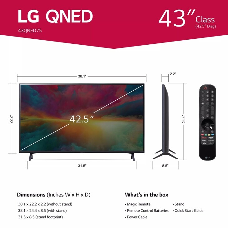 43 inch Class LG QNED75 4k Smart TV 43QNED75URA | LG USA
