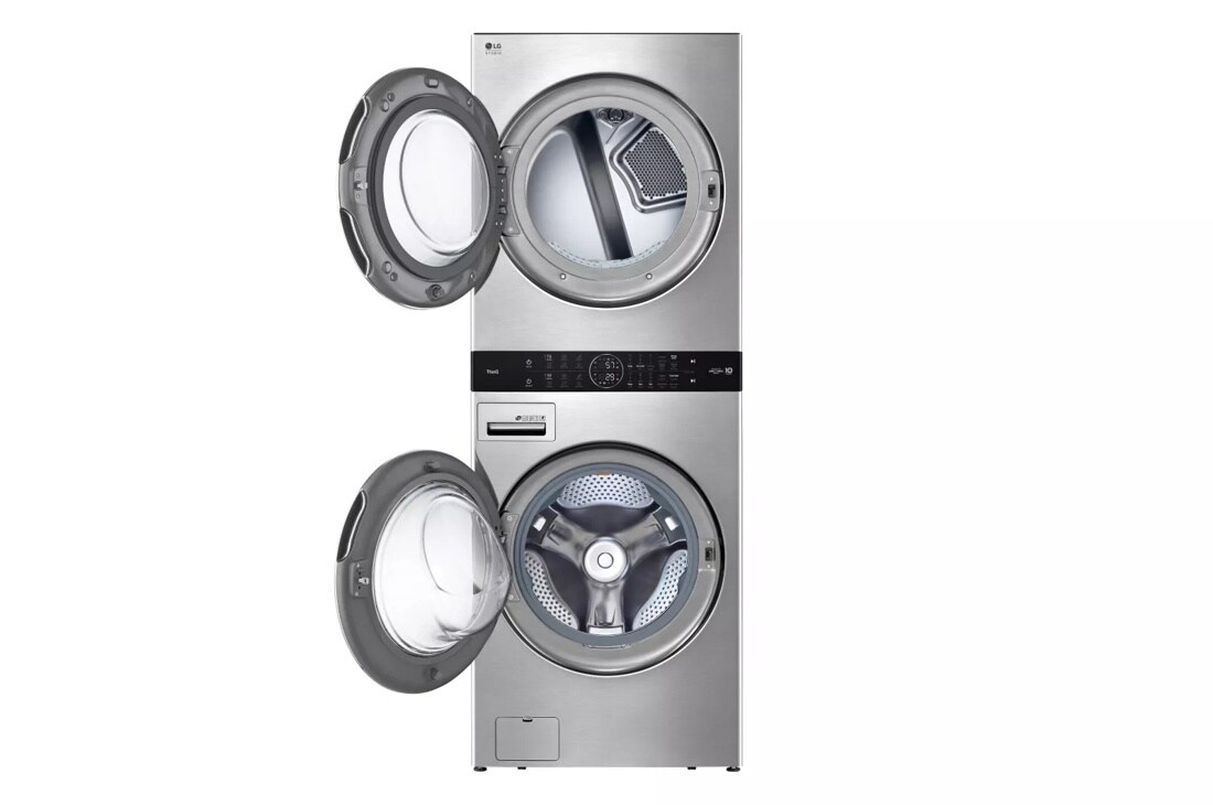 LG WSGX201HNA STUDIO Single Unit Front Load WashTower™ front view with doors open 