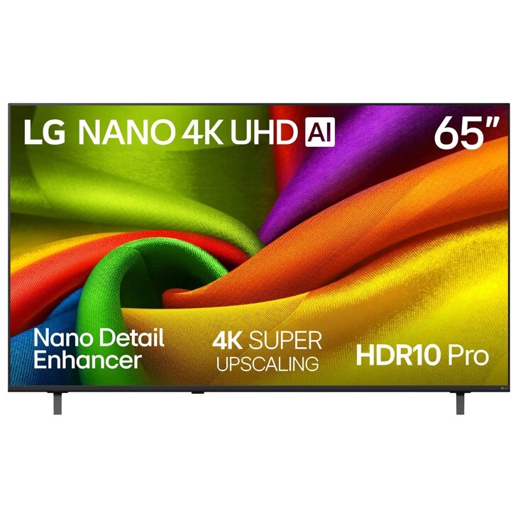 65-Inch LG NANO 4K UHD AI TV 65NU850BAUA with Nano Detail Enhancer, 4K Super Upscaling and HDR10 Pro - Front View