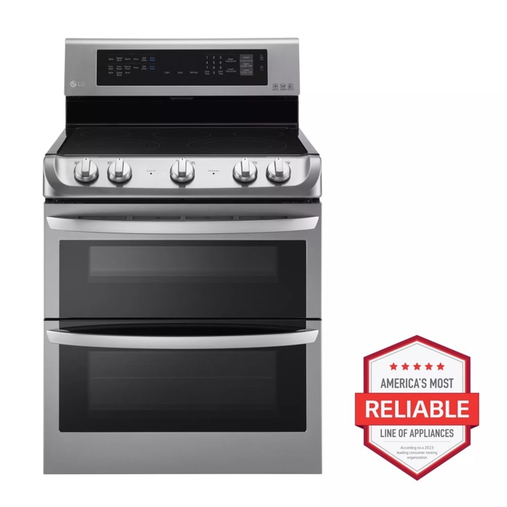 LG 7.3 Cu.Ft. Electric Double Oven Range with ProBake Convection, EasyClean , SmoothTouch, 5 Element, Stainless Steel - Silver