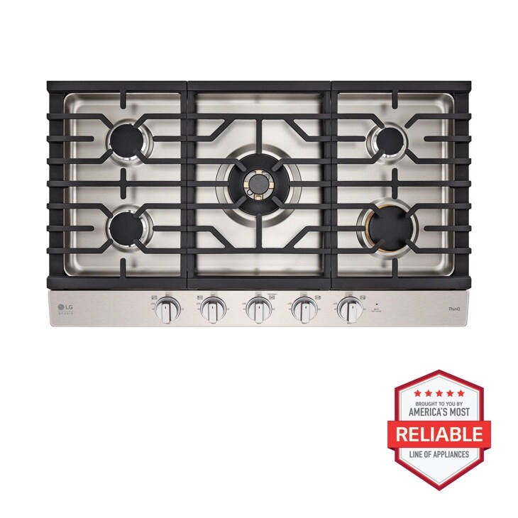 LG STUDIO 36 Inch UltraHeat™ Gas Cooktop with EasyClean® CBGS3628S
