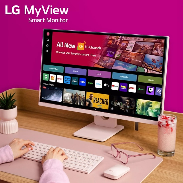 27" Full HD IPS MyView Smart Monitor with webOS Desktop Setup Including Wireless Keyboard and Mouse