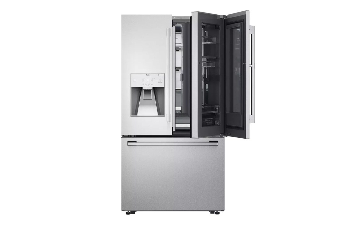 lg studio 24 cu. ft. door-in-door counter-depth refrigerator front view with right side doors open
