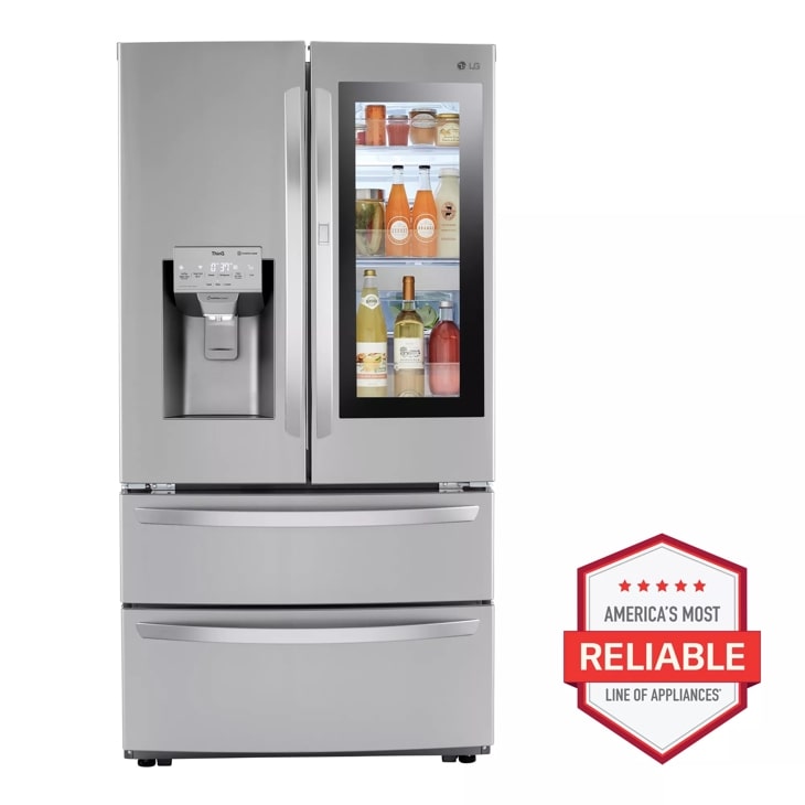 28 cu. ft. door in door double freezer refrigerator front view