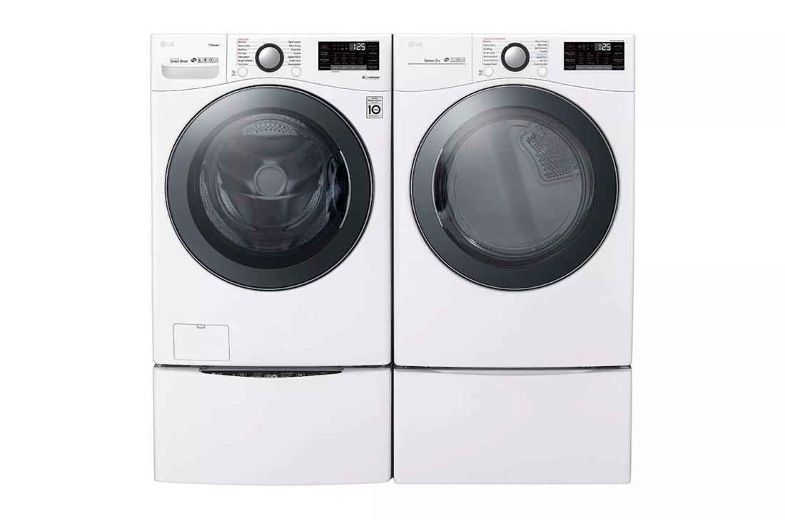 LG 27 in. 4.5 cu. ft. Smart Stackable Front Load Washer with TurboWash 360,  Sanitize & Steam Wash Cycle - White