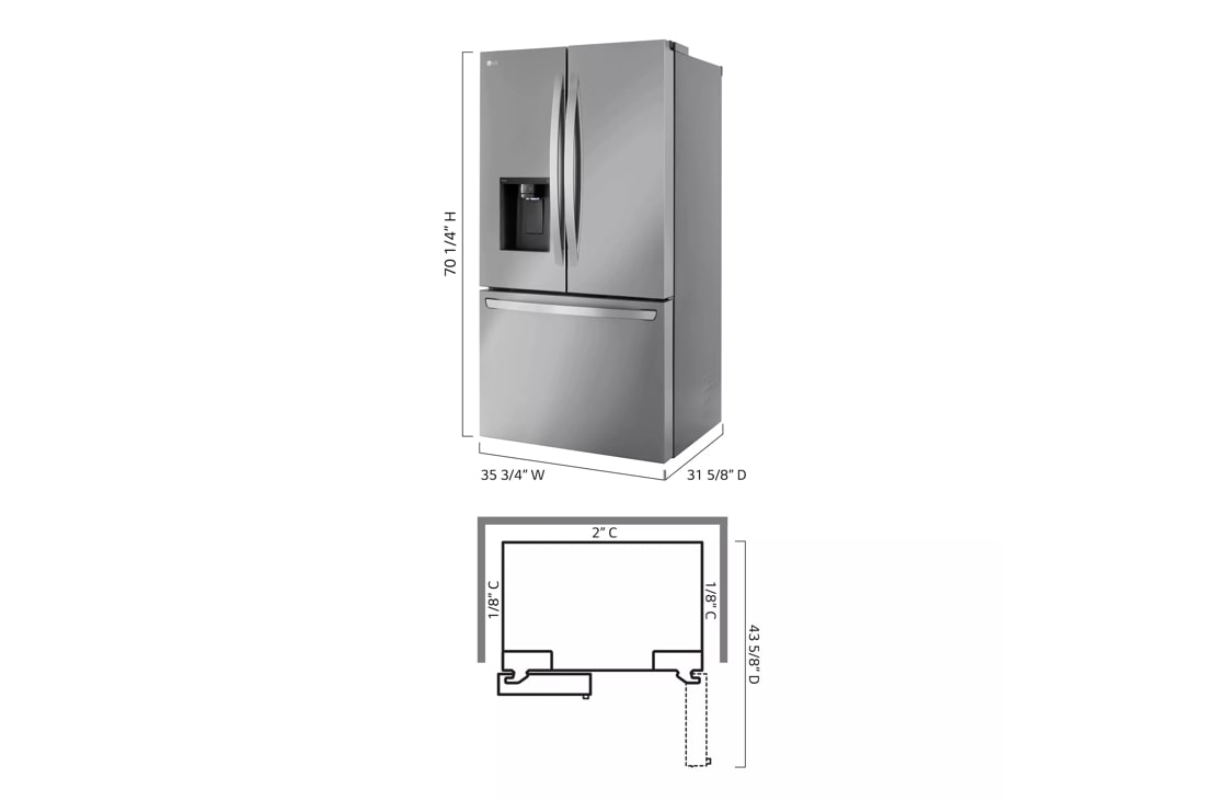 LG 26 cu. ft. Smart Counter-Depth MAX™ French Door Refrigerator 