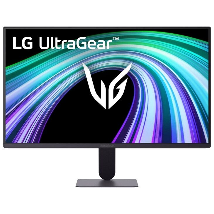 LG 24G41WB-B UltraGear Gaming Monitor with colorful abstract graphics on screen - Front View