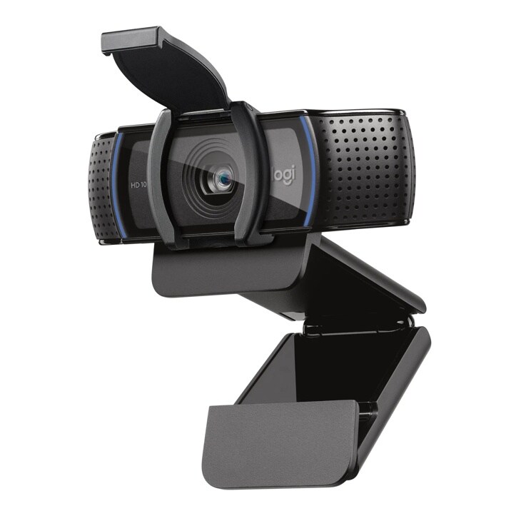 Logitech HD 1080p webcam 960001257 with privacy shutter and adjustable mounting clip - Side Angle