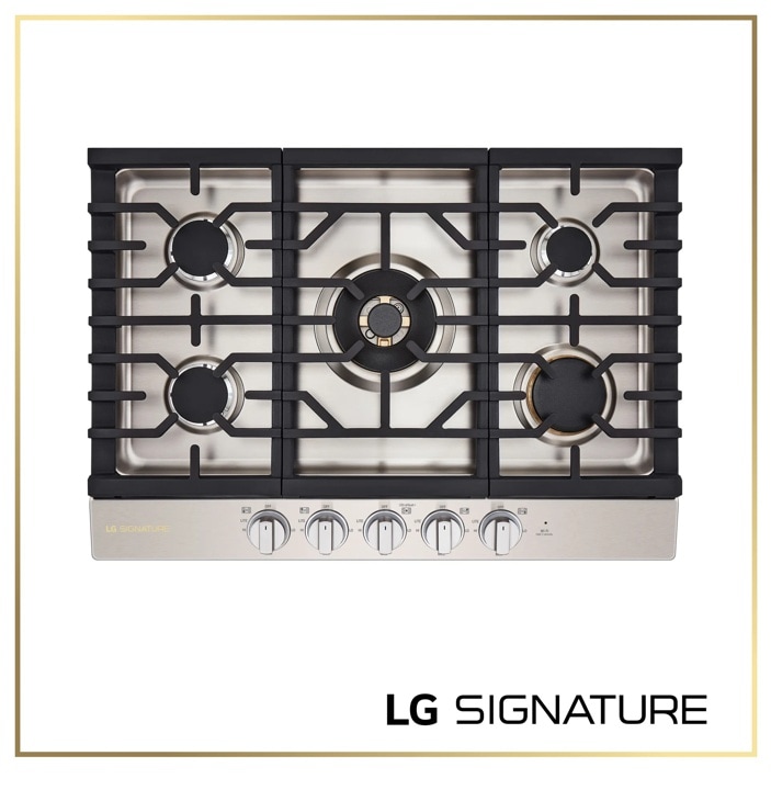 LG CBGU3039X SIGNATURE Gas Cooktop with Five Burners and Black Grates - Top View
