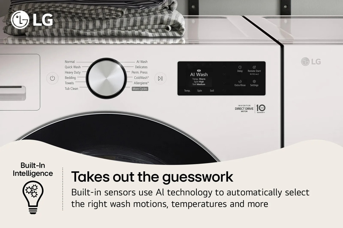 LG Laundry WM5800HAA Built-In Intelligence Infographic