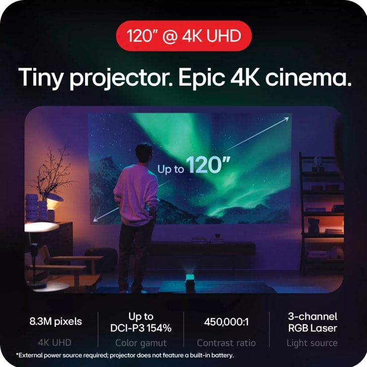 LG CineBeam Q 4K Smart Portable Projector - HU710PB