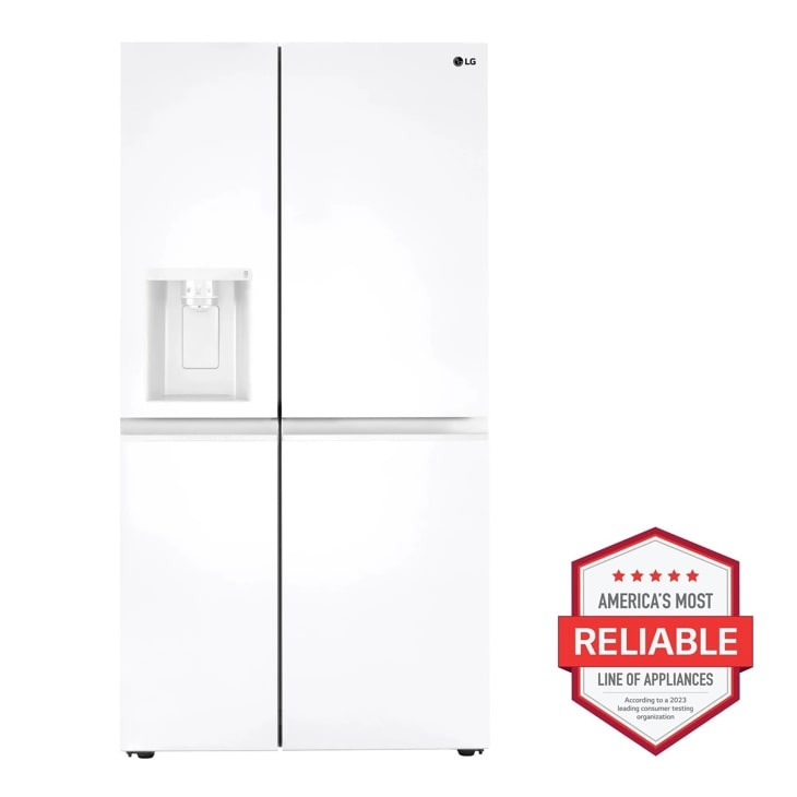 LG Side-by-Side Refrigerator with Ice Dispenser - Smooth White, 27 cu. ft. — FIN-0018038 | Fridge.com