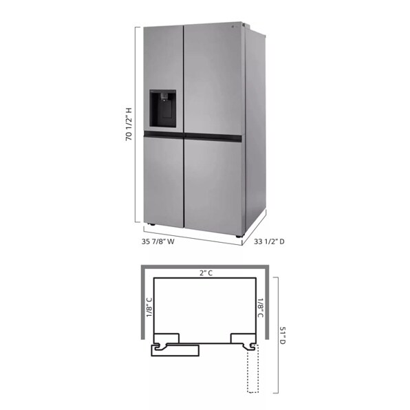 まりん　LG S LG 27 cu. ft. Side-by-Side Refrigerator with Craft Ice