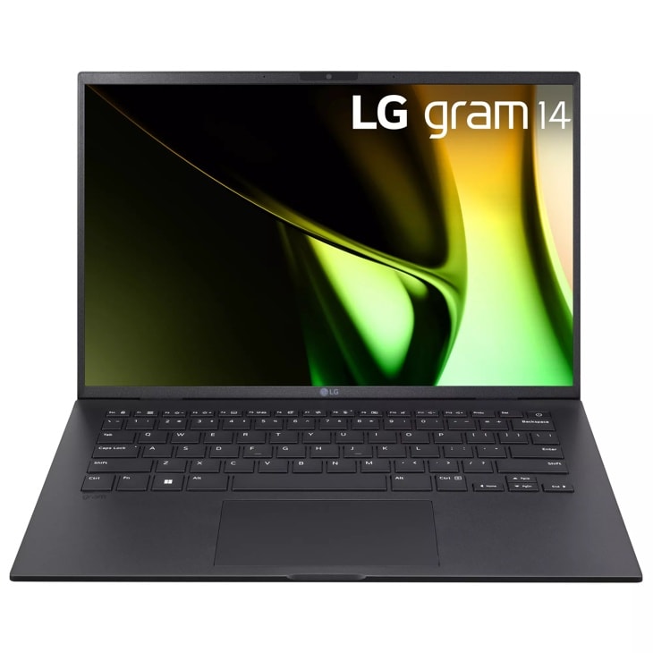 Front view of the 14 Inch LG gram (14Z90S-G.ADB8U1) laptop with 32GB RAM and Intel Core Ultra 7