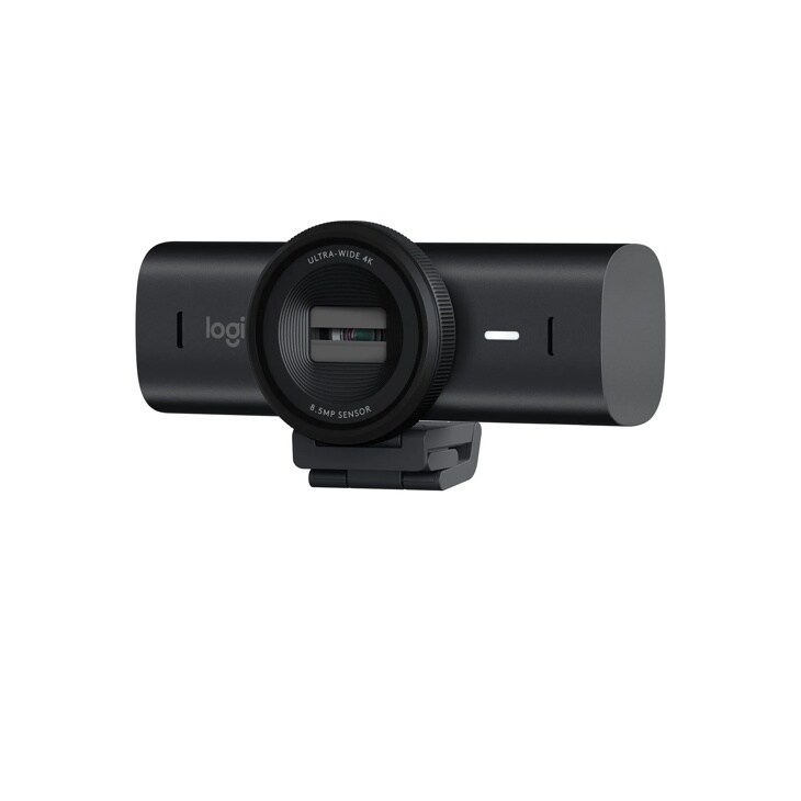 Logitech 960001558 webcam with Ultra-Wide 4K lens and 8.5MP sensor mounted on adjustable clip - Front View