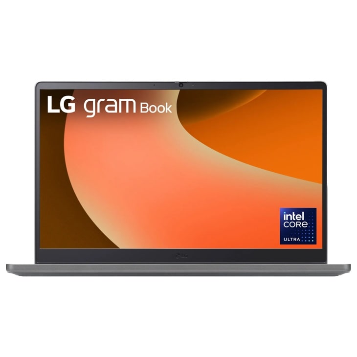 LG Gram Book 15U50T-G.AAS3U1 Laptop with orange gradient display and Intel Core Ultra processor - Front View