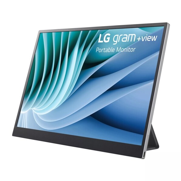 Left side view of the 16 Inch LG gram +view (16MR70.ASDU1) portable monitor with 16:10 IPS Display and USB Type-C