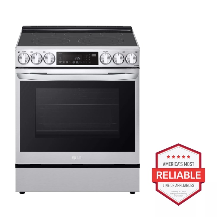 GE Profile 30 in. 5.3 cu. ft. Smart Air Fry Convection Oven Slide-In  Electric Range with 5 Smoothtop Burners - Stainless Steel