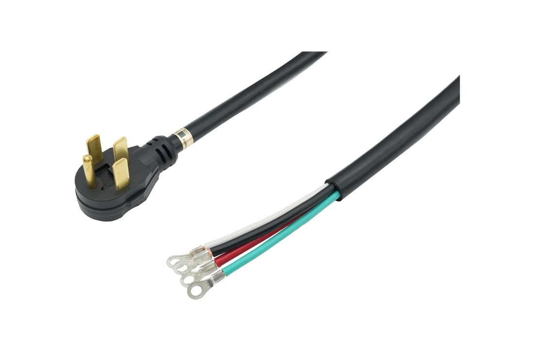 AGF04191001 power cord with four-prong plug on one end and exposed wire terminals on the other end