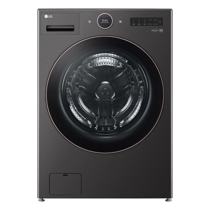 LG WM6500HBA Front Load Washer with black stainless steel finish - Front View