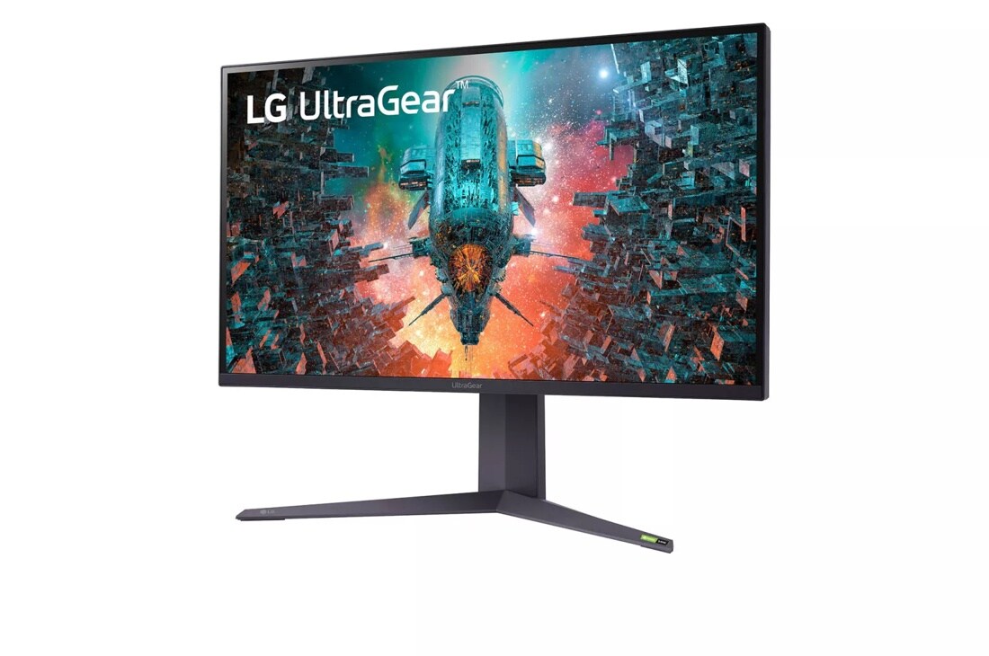 Right side view of the 32 Inch LG UltraGear (32GQ950-B) gaming monitor with 144Hz refresh rate and 1ms (GtG) response time