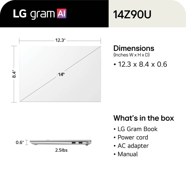 14 Inch IPS laptop - 14Z90U-G.AU82U1 | LG USA