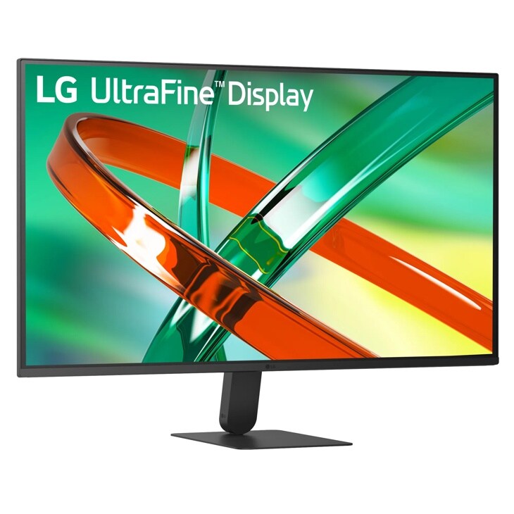 LG 32U701B-B UltraFine Monitor with colorful abstract display on adjustable stand - Front View