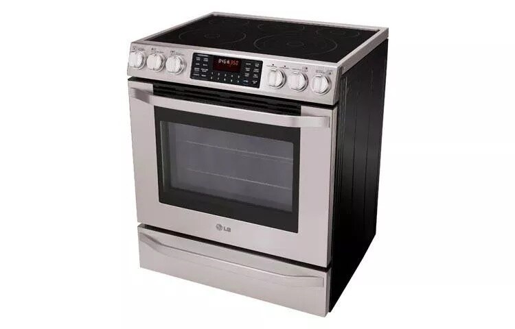 LG Studio - 5.4 cu. ft. Capacity Electric Slide-in Oven Range with Dual True Convection System