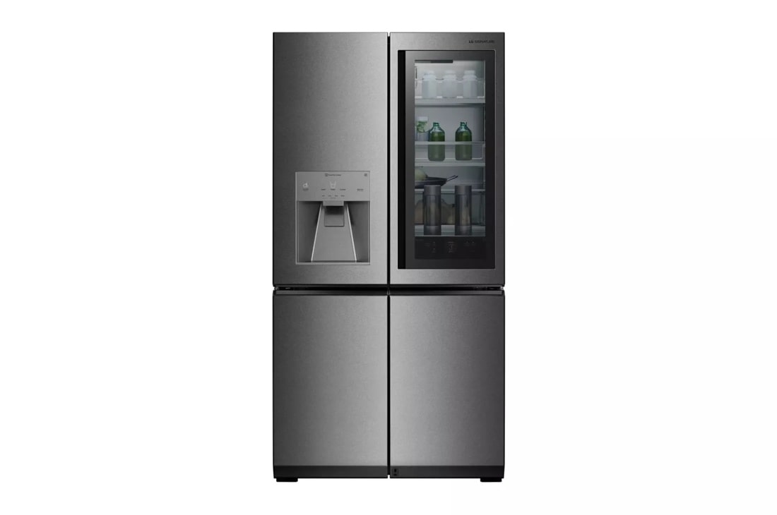 Front view of the LG SIGNATURE 23 cu. ft. Smart wi-fi Enabled InstaView™ Door-in-Door® Counter-Depth Refrigerator - LUPXC2386N. 
