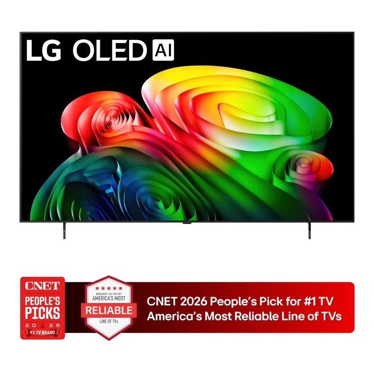 48-Inch LG OLED AI 4K OLED TV OLED48B6GUA with CNET 2026 People's Pick for #1 TV America's Most Reliable Line of TVs badge - Front View