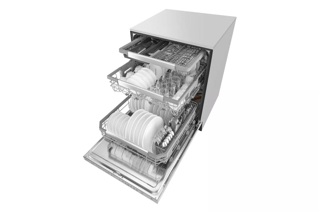 LG 24 inch Full Console Dishwasher with 15 Place Settings, Front Controls - White