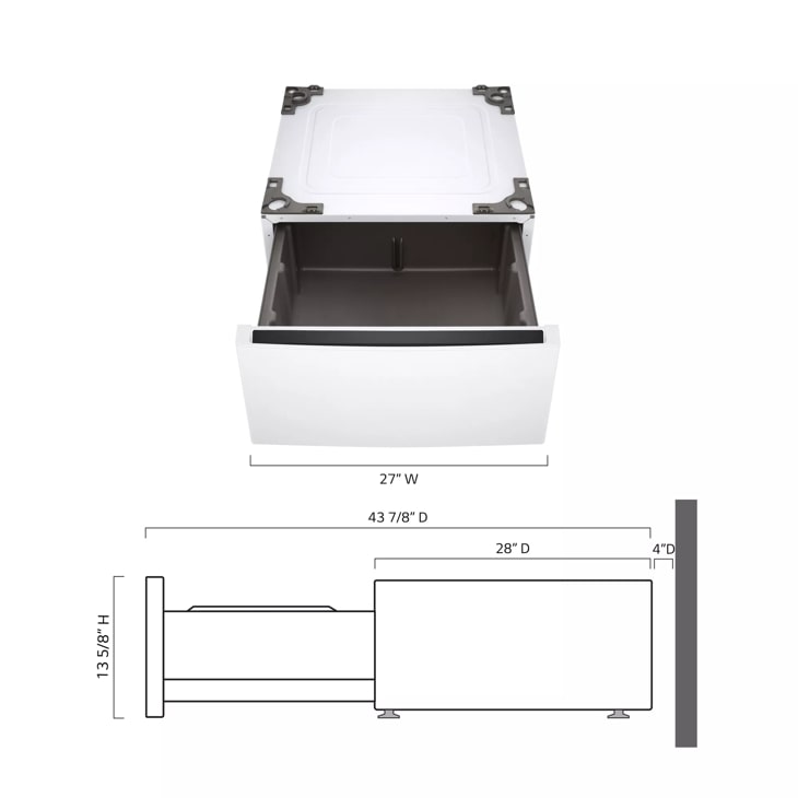 LG 27 Pedestal Storage Drawer White