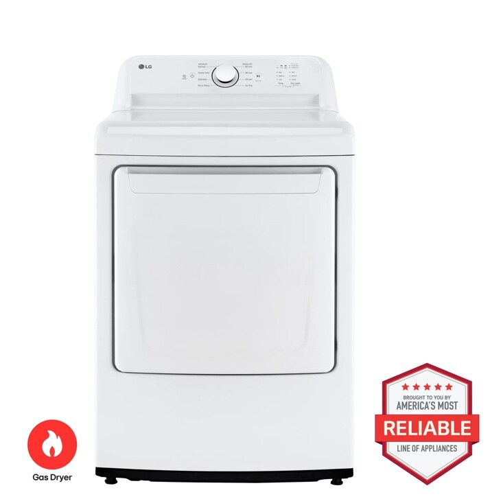 LG DLG6101W Gas Dryer Brought to You By Americas Most Reliable Line of Appliances - Front View