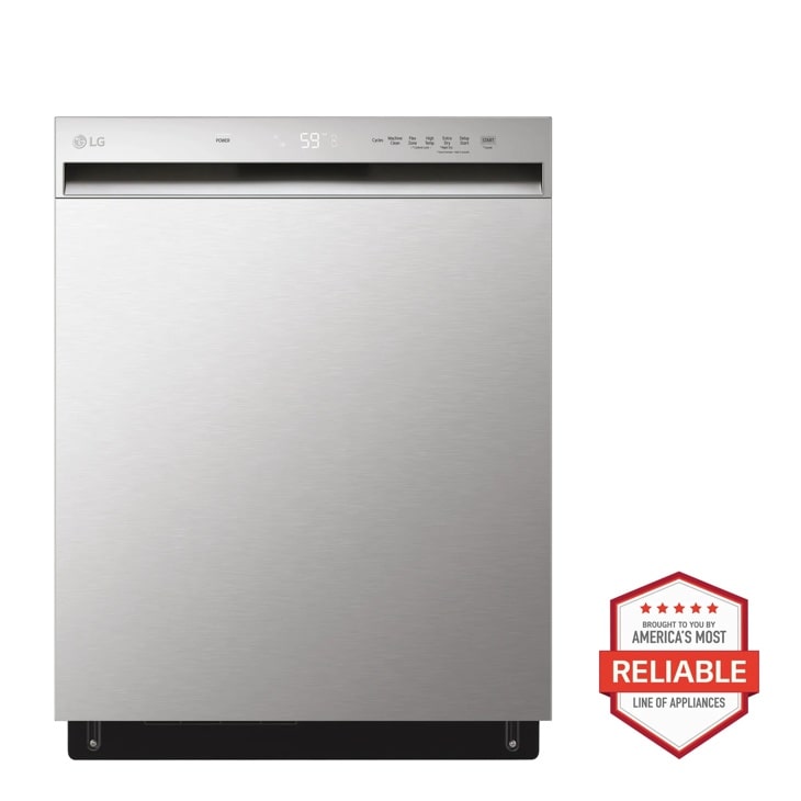 LG LRFLC2716S LRGL5821S LDFN3432T stainless steel dishwasher with reliability badge Front View