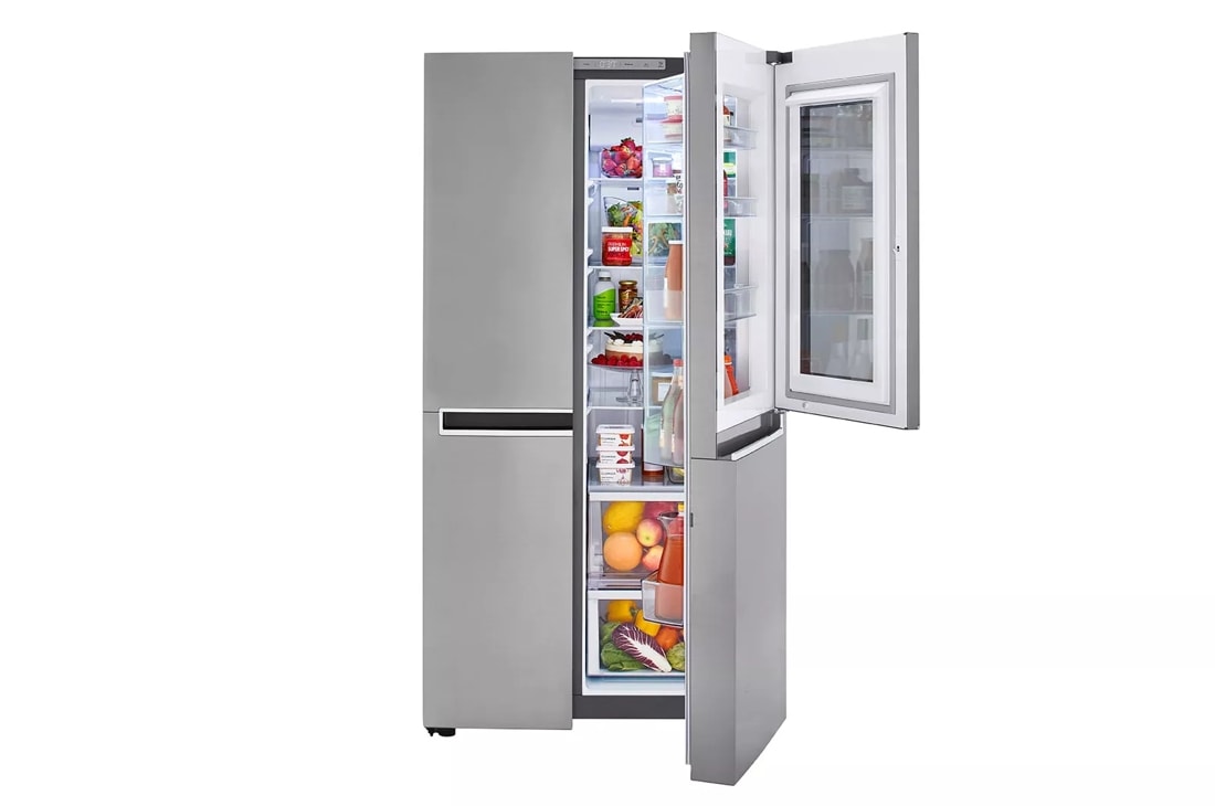 LG LRSOS2706S 36 Inch Freestanding Side by Side Smart Refrigerator with  27.1 Cu. Ft. Total Capacity, Edge-to-Edge InstaView®, Dual Ice Maker,  UVnano™ Dispenser, Cool Guard Panel, ADA Compliant, and ENERGY STAR®  Certified