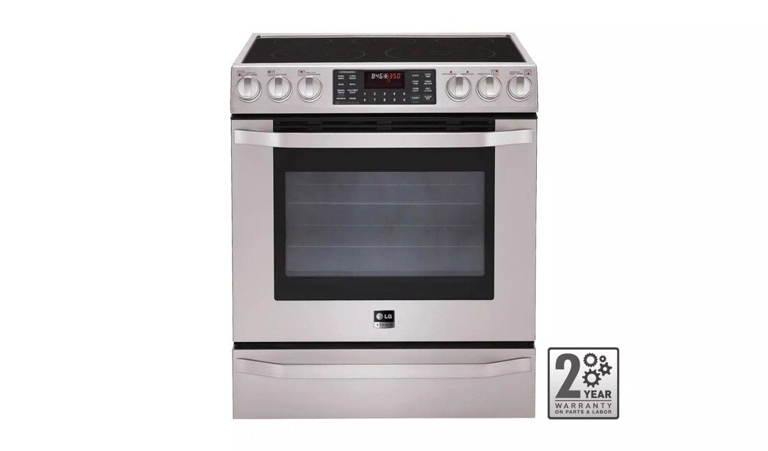 LG Studio - 5.4 cu. ft. Capacity Electric Slide-in Oven Range with Dual True Convection System