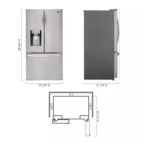 ホワイト冷蔵庫 IWHCF1091 22 cu. ft. French Door Refrigerator - LFXC22526S | LG USA