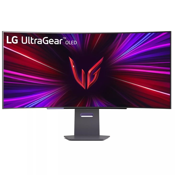 Front view of the 45 Inch LG UltraGear (45GS95QE-B) OLED curved gaming monitor with 240Hz refresh rate and 0.03ms (GtG) response time