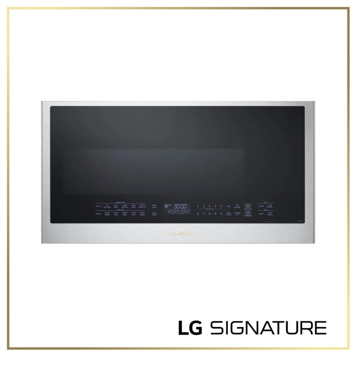 MHEU1738X Over-the-Range Microwave with stainless steel finish showing digital display with popcorn preset - Front View