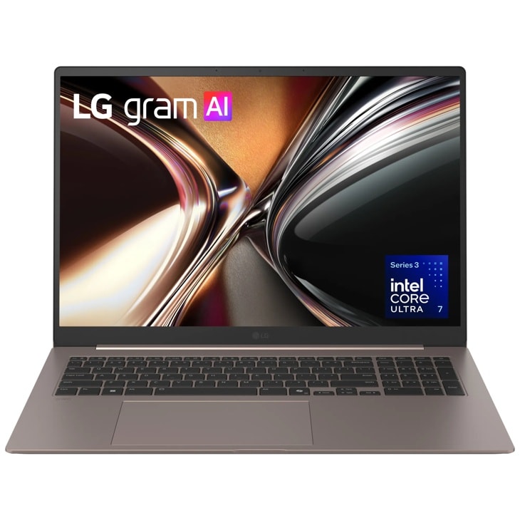 LG Gram 17Z90UB-H.AU76U3 Laptop with Intel Core Ultra 7 processor displaying LG gram AI logo on screen - Front View