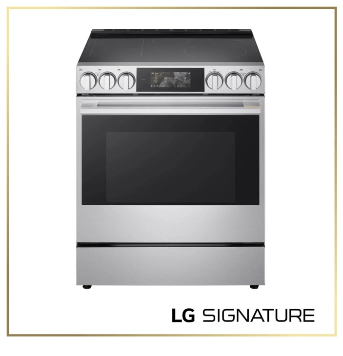 LG LSIU6339XE Induction Range with stainless steel finish, digital display panel, and control knobs - Front View