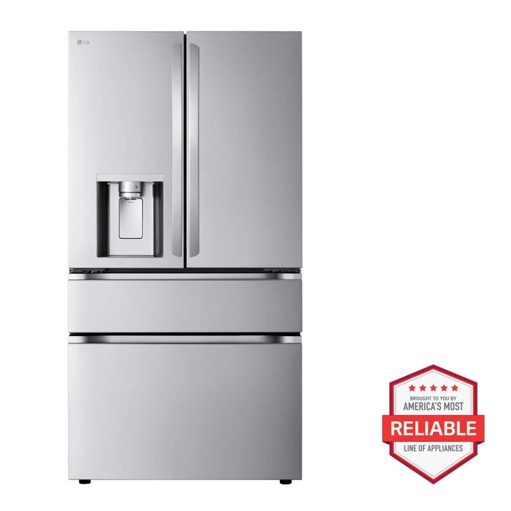 LG LF29H8330S French Door Refrigerator with America's Most Reliable Line of Appliances badge Front View
