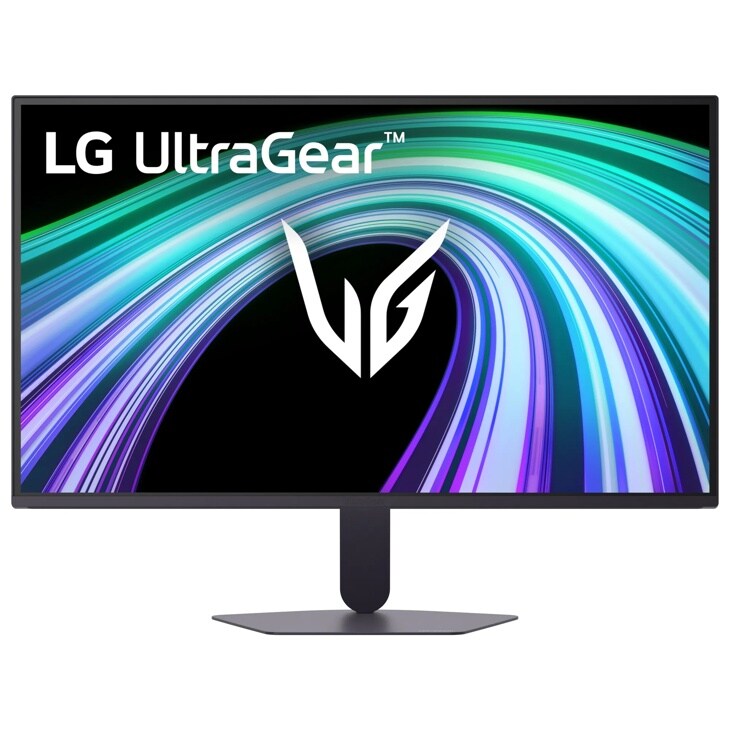LG 25G523B-B UltraGear Gaming Monitor with colorful abstract graphics on screen - Front View