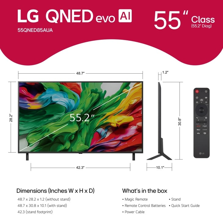 LG QNED55インチ 55 inch Class LG QNED evo AI QNED85A 4K Smart TV 2025