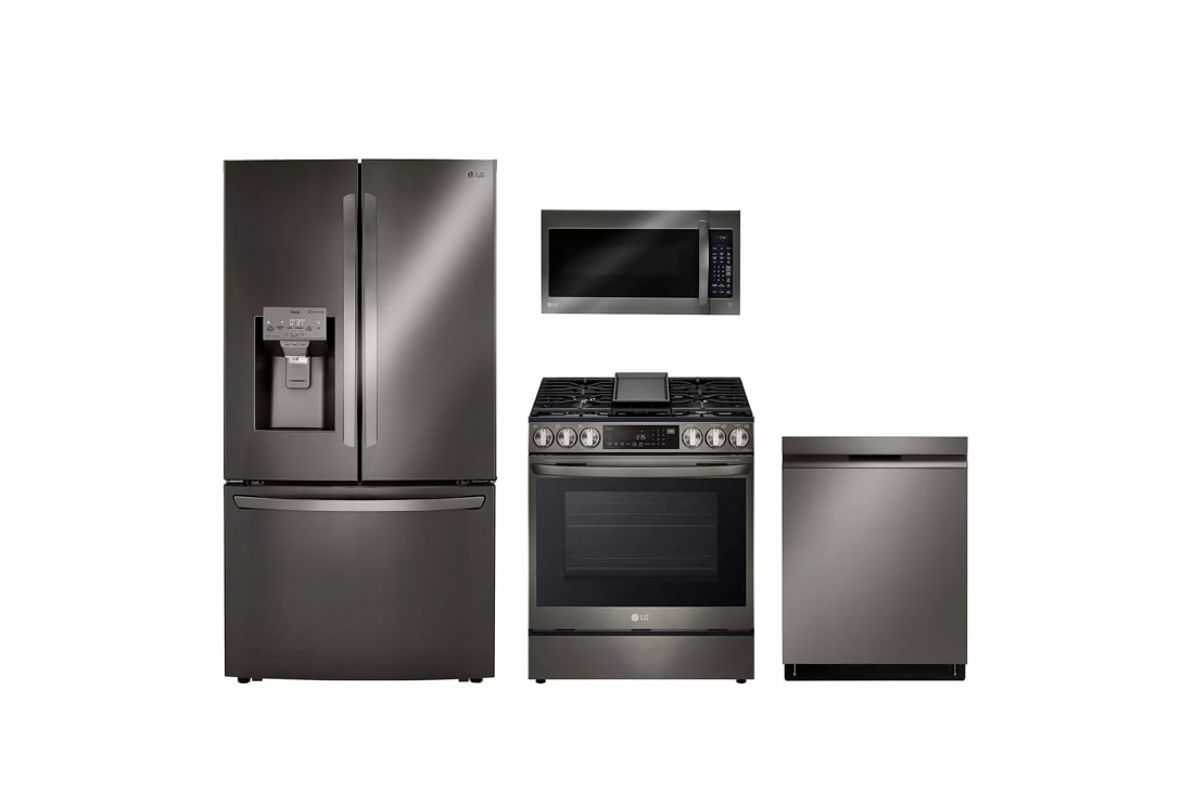 deluxe black stainless steel gas appliance package | lg usa