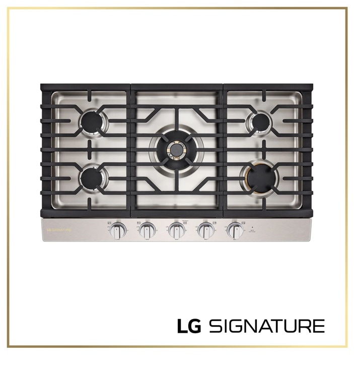 LG CBGU3639X Gas Cooktop with 5 Burners in Stainless Steel - Top View