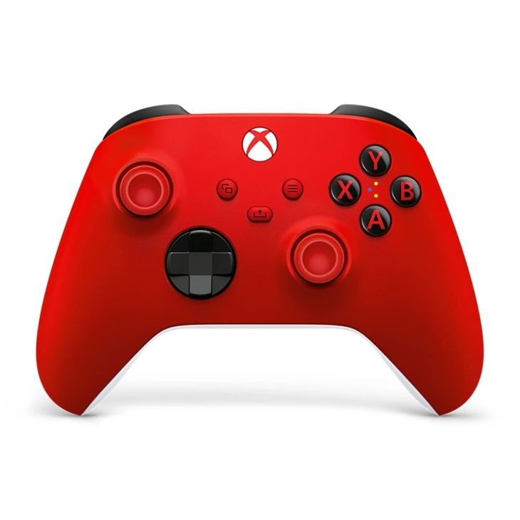 Xbox EP229935 wireless controller in bright red with black buttons and joysticks - Front View